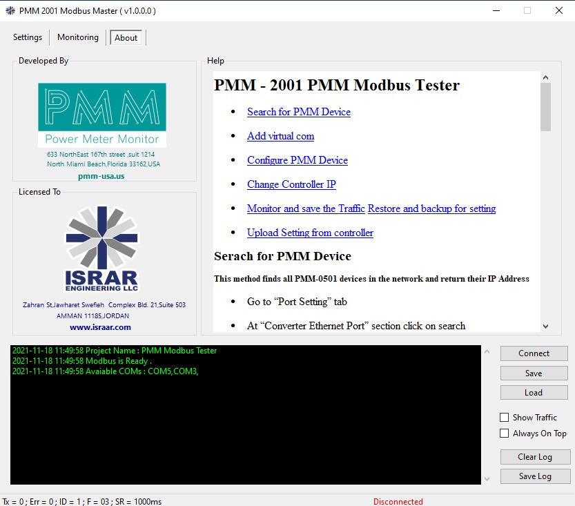 PMM2001 - ModBus Tester